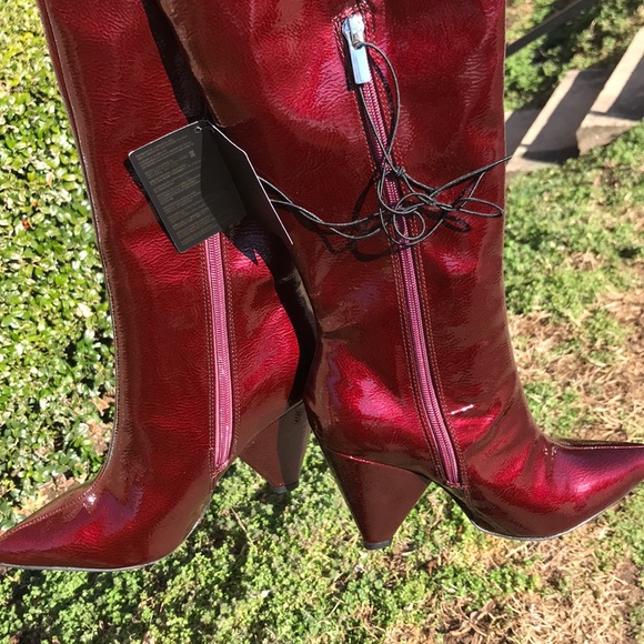 FOREVER 21 Faux Patent Leather Thigh-High Boots - Picture 4 of 8